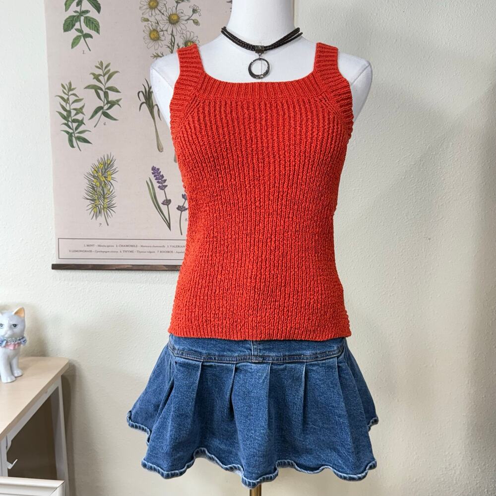 J.Crew Orange Knit Tank Top Fairy Grunge Forest Whimsy Twee Classic Preppy XS